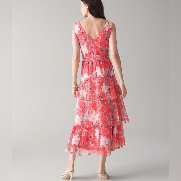 WHBM Coral Flirty Floral Print Midi Dress - Picture 7 of 14